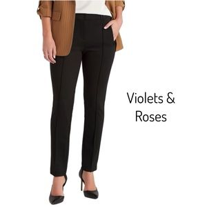 Violets & Roses Black Straight Leg Pants